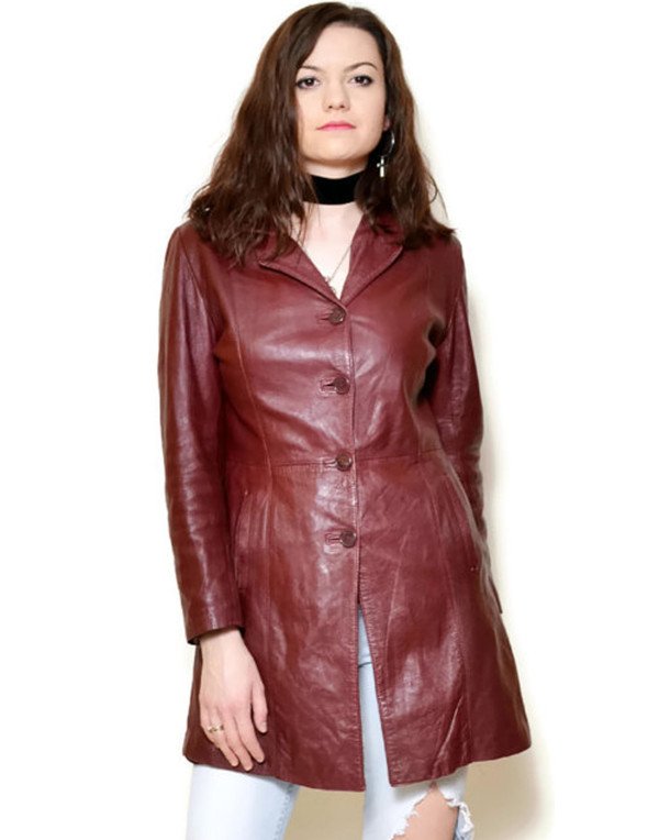 HugMe.fashion Long Ladies Genuine Leather Coat LJK15